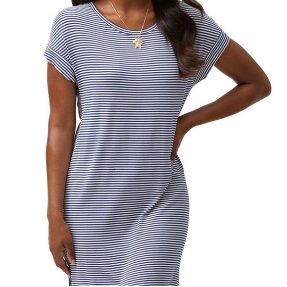 🌹TOMMY BAHAMA BLUE STRIPE TEE SHIRT DRESS - Picture 1 of 8